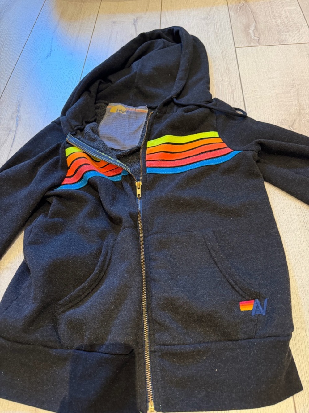 Aviator Nation Charcoal Hoodie with Orange Stripe Accent and matching pants - Picture 5 of 6